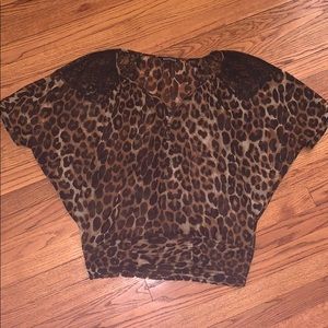Express cheetah print lace blouse